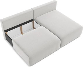 Világosszürke bársony kinyitható-tárolóhelyes sarokkanapé (jobb oldali-heverő résszel) Kalena – Makamii