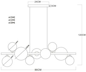Globo 56133-9H - LED Csillár zsinóron RIHA 9xG9/3W/230V