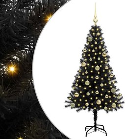 vidaXL Karácsonyfa 150 LED-del állvánnyal Fekete 150 cm PVC
