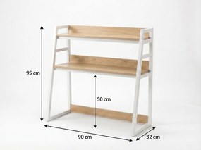 Polc az asztalra VERTEX 90x95 cm, fehér / tölgy dekoráció