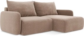 Világosbarna kinyitható-tárolóhelyes sarokkanapé (jobb oldali) Kalena – Makamii