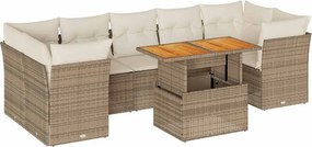 vidaXL 8 részes bézs polyrattan kerti ülőgarnitúra párnával