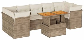 vidaXL 8 részes bézs polyrattan kerti ülőgarnitúra párnával