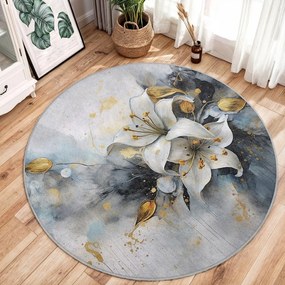 Kék-szürke mosható kerek szőnyeg ø 80 cm Golden Lilly – Mila Home