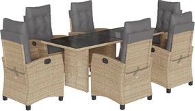 vidaXL 7 részes vegyes bézs polyrattan kerti étkezőgarnitúra párnákkal
