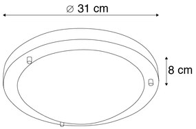 Modern mennyezeti lámpa acél 31 cm IP44 - Yuma