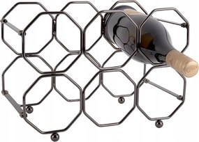 Bortartó Állvány 6 Palackhoz Fém Fekete Méhsejt 31 X 22 X 16,5