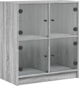 vidaXL szürke sonoma színű kisszekrény üvegajtókkal 68 x 37 x 75,5 cm