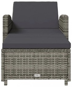 szürke polyrattan napozóágy sötétszürke párnával