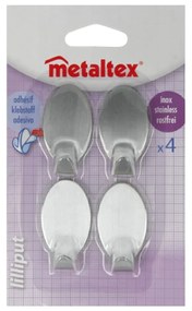 Bob 4 db-os rozsdamentes acél öntapadós akasztó szett - Metaltex