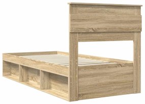 vidaXL Ágykeret matracmal Sonoma tölgy 75 x 190 cm Tömör fenyőfa