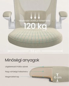 Ergonomikus irodai szék zabpehely-bézs színben