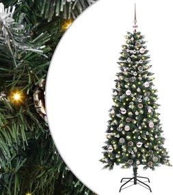 vidaXL Mű karácsonyfa 150 LED-del Zöld 150 cm PVC és Műanyag és Acél