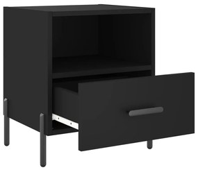 2 db fekete szerelt fa és vas éjjeliszekrény 40 x 35 x 47,5 cm