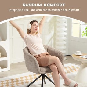 HOMCOM Karosszék, kárpitozott, kényelmes ülőfelülettel, forgó, kényelmes huzattal, világosbarna