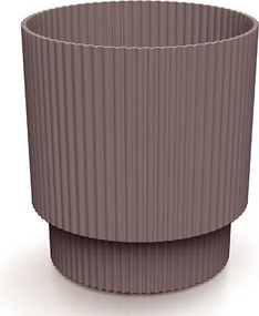 Piszkos rózsaszín virágtartó bordázott lábbal műanyag 13,8x12,8 cm fedő