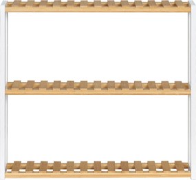 HOMCOM Bambusz Fali Polc 3-Tier Floating Shelf Nappali, Hálószoba, Konyha és Fürdőszoba 60x15x54 cm Természetes és Fehér | Aosom