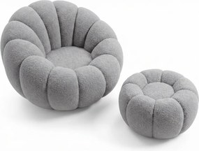 Design fotel BLOOM lábtartóval, szürke