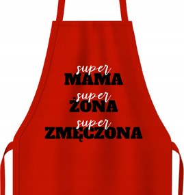 Pamut Konyhai Kötény Piros Szuper Anya Feleség Fáradt Minták