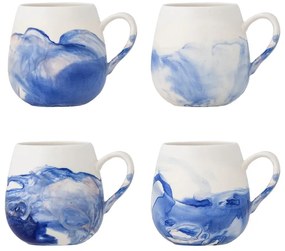 Fehér-kék kőedény csésze szett 4 db-os 250 ml Lyre – Bloomingville