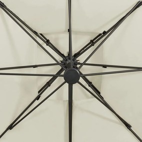 homokszínű dupla tetejű konzolos napernyő 300 x 300 cm