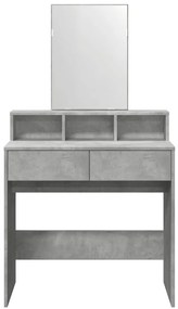 betonszürke fésülködőasztal tükörrel 80 x 41 x 144,5 cm