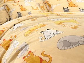 Pamut ágynemű CHROMA CATS krémszínű Ágyneműhuzat mérete: 70 x 90 cm | 140 x 200 cm