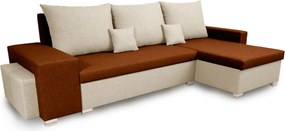 PETR Kinyitható sarokkanapé Világosbarna/krém