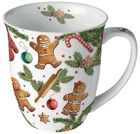 Karácsonyi porcelán bögre 400 ml mézeskalács babás Gingerbread cookies