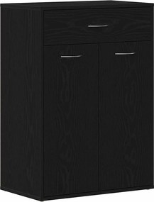 vidaXL Cipőtartó fiókkal ajtóval Fekete tölgy 60 x 35 x 84 cm Faanyag