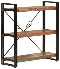 3 szintes újrahasznosított fa és vas könyvespolc 77x30x80 cm