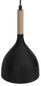 Csillár zsinóron NOAK WOOD 2xE27/15W/230V fekete/bükkfa