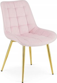 Rózsaszín étkezőszék BERA bársony arany lábakkal