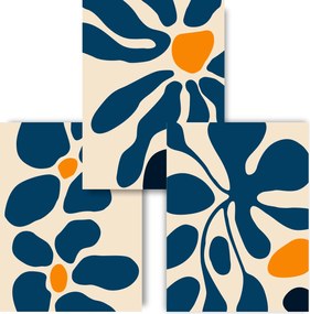 Modern virágok Boho 3 poszter B2 50x70 sötétkék bézs kép #391