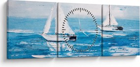 Kép - Egy jacht festése a tengeren (órával) (90x30 cm)