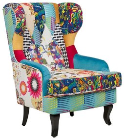 Kék kárpitozott patchwork fotel MOLDE Beliani