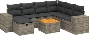 vidaXL 8 részes szürke polyrattan kerti ülőgarnitúra párnákkal