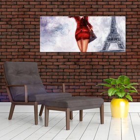 Kép - Nő és az Eiffel-torony (120x50 cm)