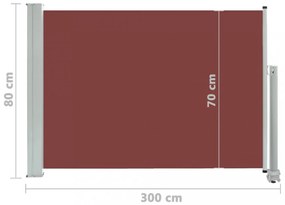 barna kihúzható oldalsó terasz napellenző 80 x 300 cm