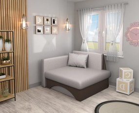 Kinyitható fotel, bézses szürke Taupe/barna, KUBOŠ NEW UNI