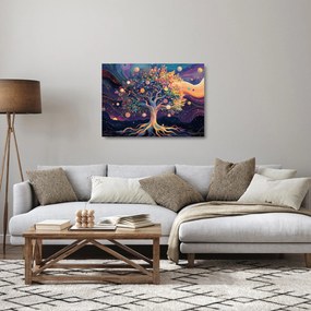 Üveg kép – Lila fa tele energiával (70x50 cm)
