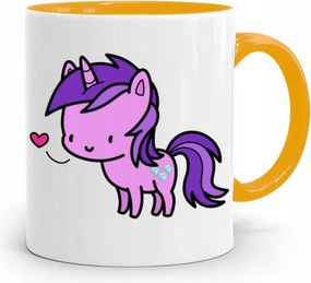 Sárga Bögre Gyermeknap Lány Unikornis Ajándék fényképes nyomtatással