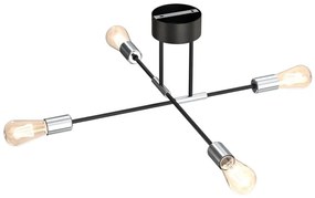 Csillár rúdon FLAME 4xE27/60W/230V fekete/fényes króm