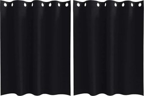 vidaXL Fekete Függöny Gyűrűkkel 2 pcs Fekete 140 x 140 cm Poliészter