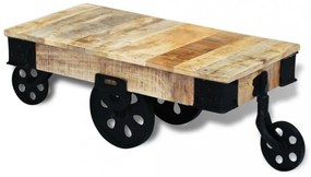 vidaXL mangófa dohányzóasztal kerekekkel