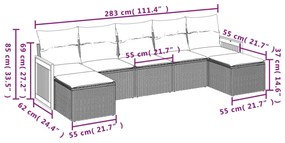 7 részes bézs polyrattan kerti ülőgarnitúra párnákkal