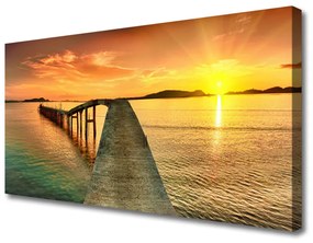 Vászonkép falra Sun Sea Bridge Landscape 140x70 cm