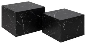 Fekete dohányzóasztal szett márvány dekorral, 2 db-os 58x58 cm Dice – Actona