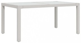 fehér polyrattan és edzett üveg kerti asztal 150 x 90 x 75 cm