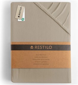Világosbarna gumis jersey lepedő 200x200 cm Amber – Restilo